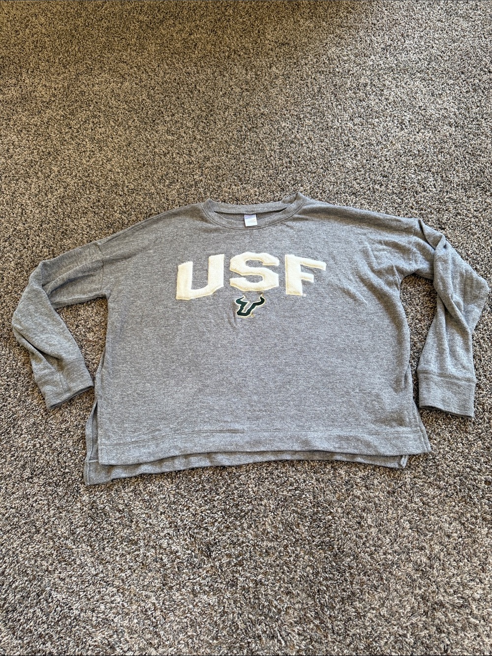USF Women's Gray Crewneck Sweatshirt with Chenille Lettering Size Large